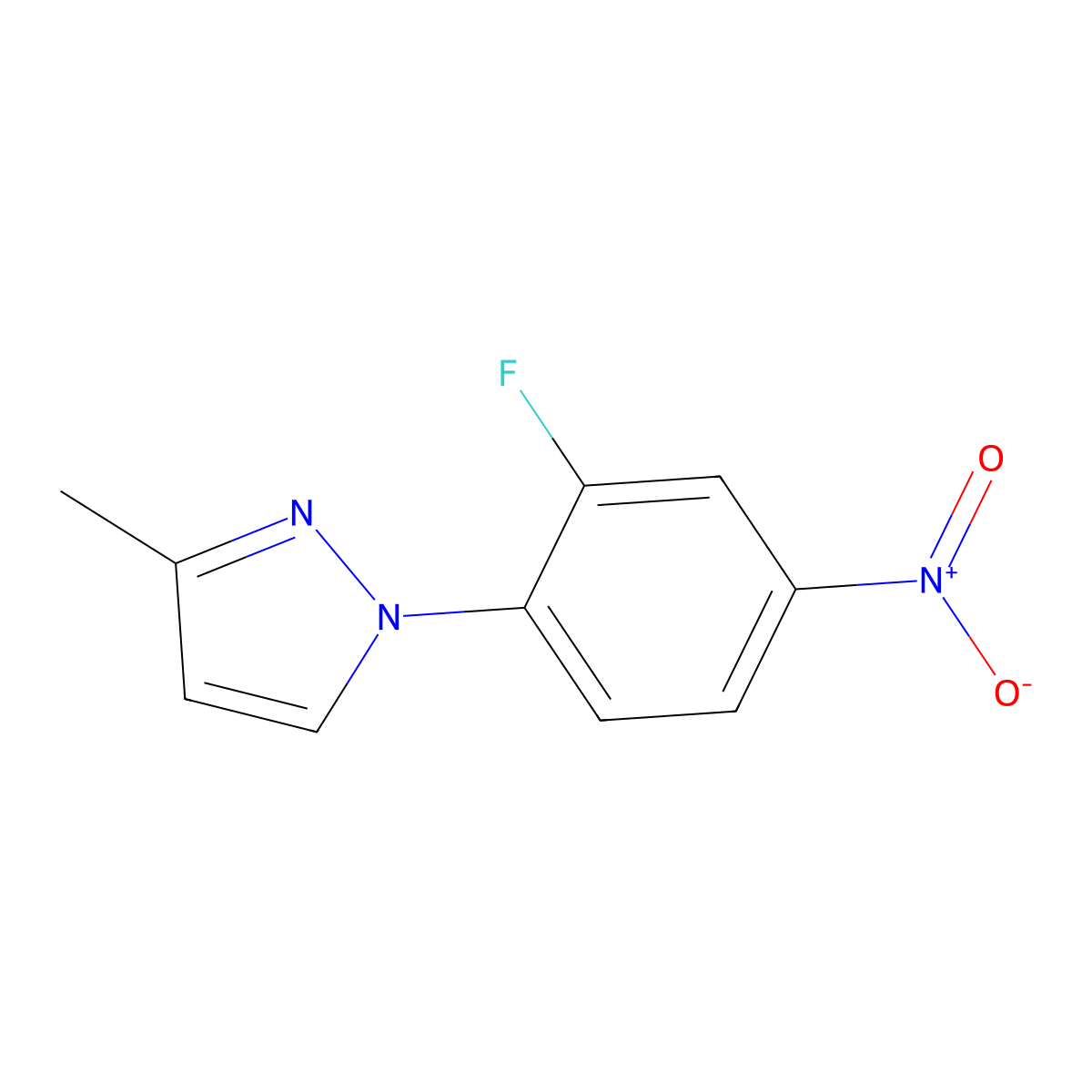 1-(2-fluoro-4-nitrophenyl)-3-methyl-1H-pyrazole molecular structure, CAS 1378754-34-7