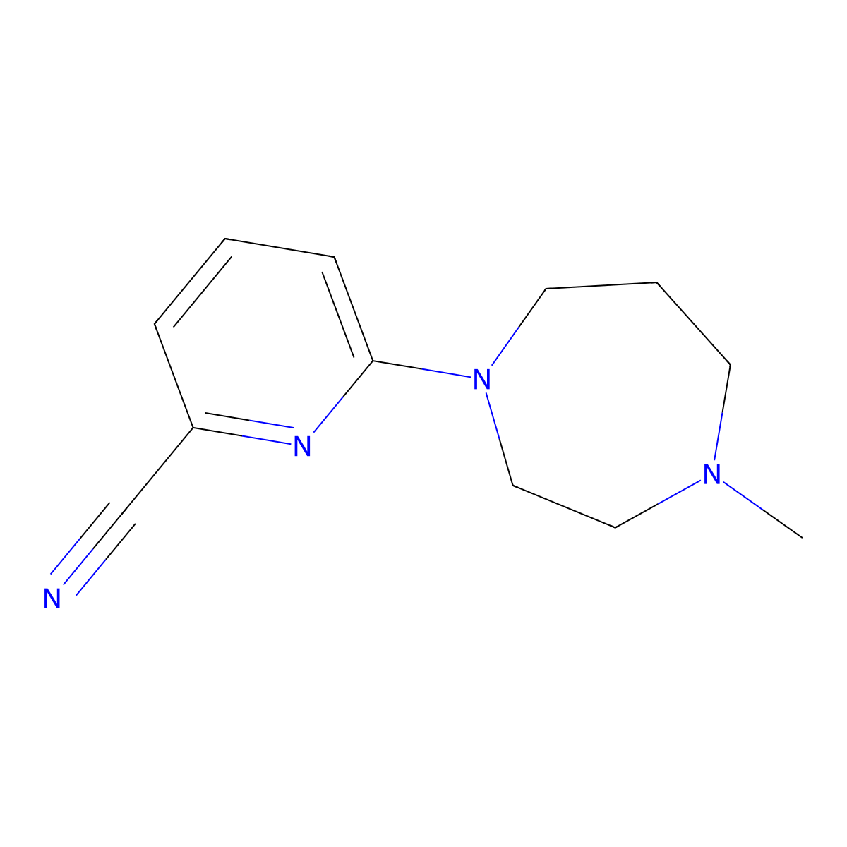 6-(4-Methyl-1,4-diazepan-1-yl)picolinonitrile molecular structure, CAS 1378757-79-9