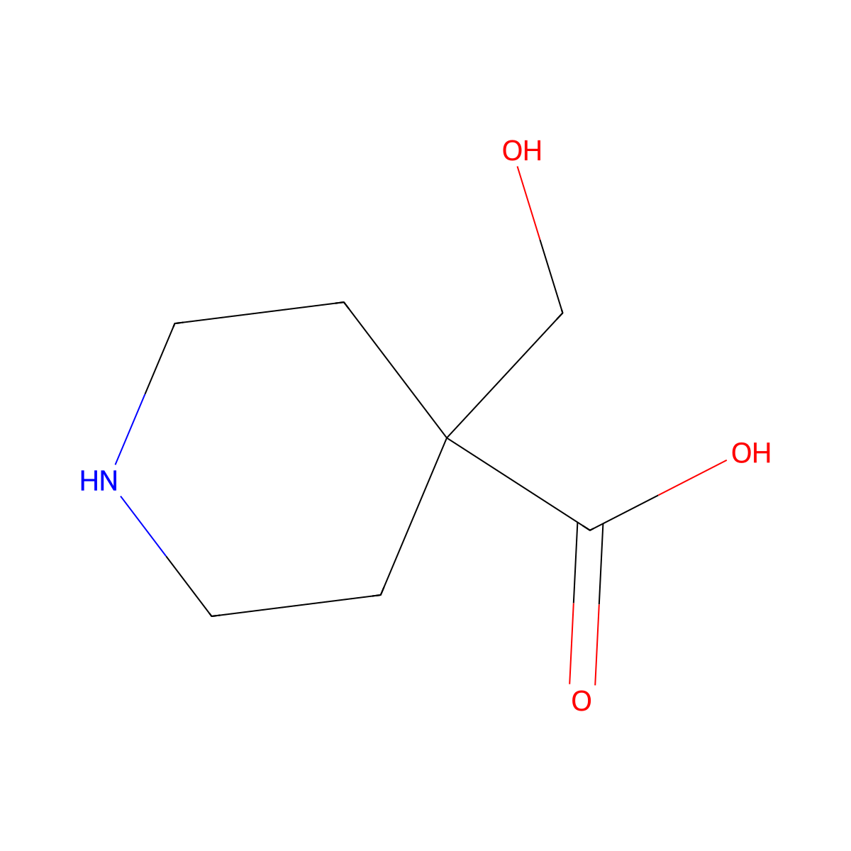 4-(Hydroxymethyl)piperidine-4-carboxylic acid molecular structure, CAS 1378774-37-8