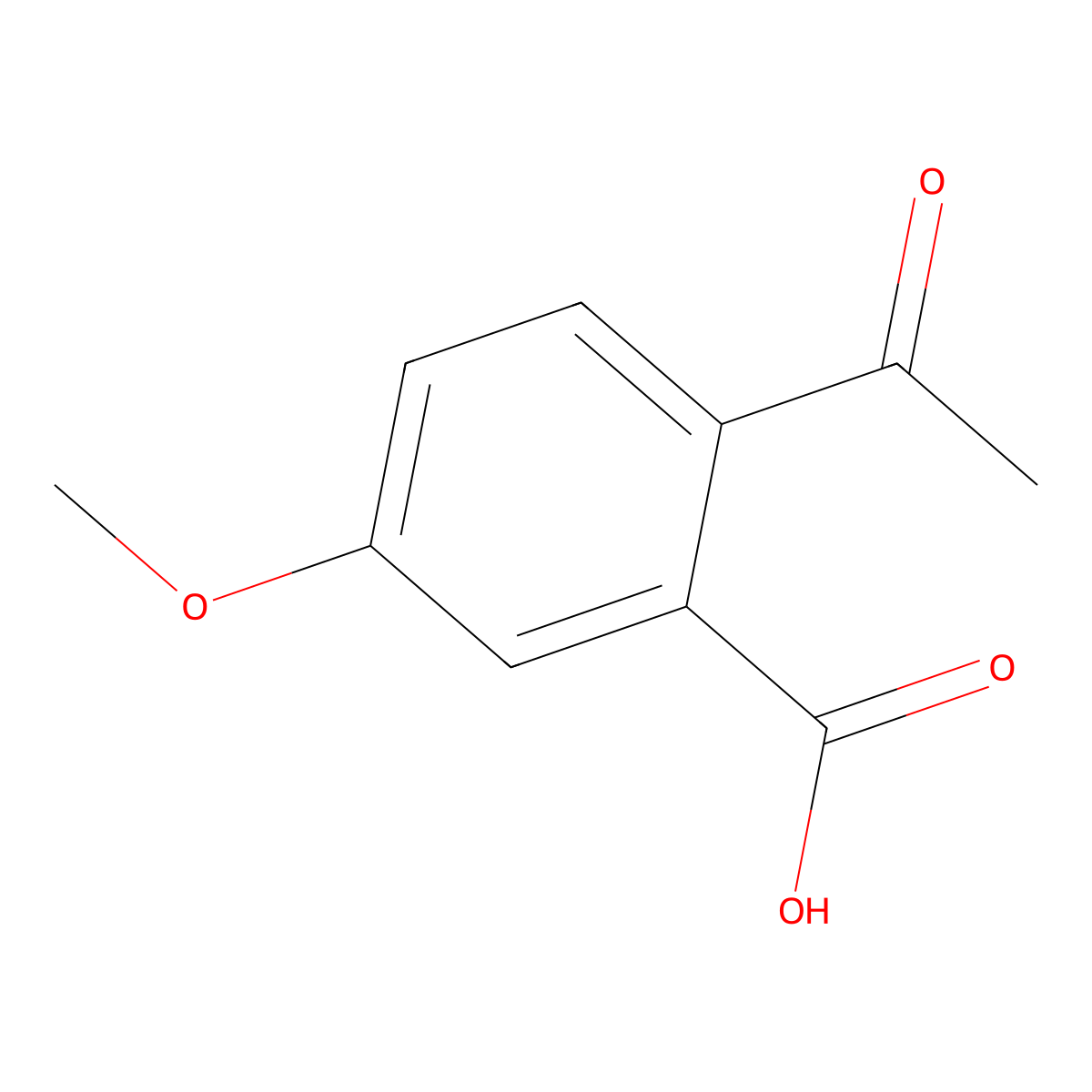 2-Acetyl-5-methoxybenzoic acid molecular structure, CAS 1378781-35-1