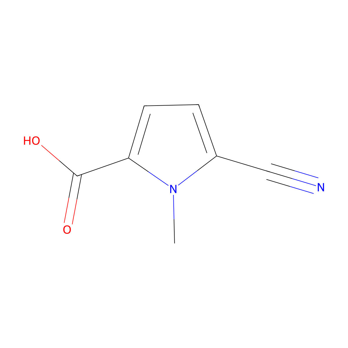 5-cyano-1-methyl-1H-pyrrole-2-carboxylic acid molecular structure, CAS 1378794-76-3