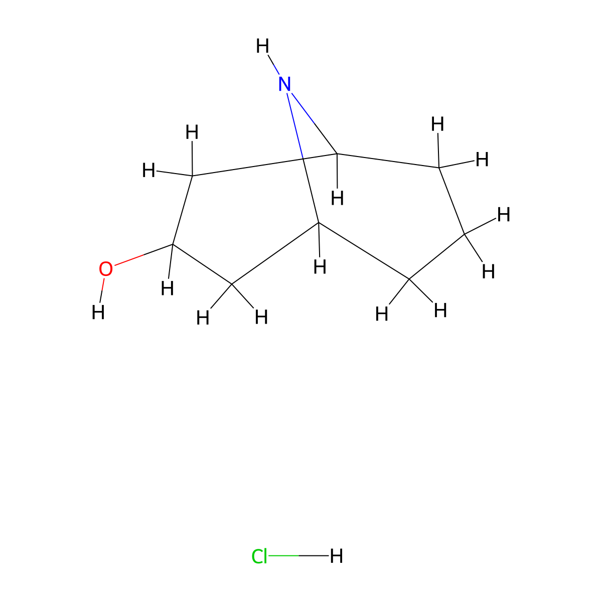 9-Azabicyclo(3.3.1)nonan-3-ol hydrochloride molecular structure, CAS 1378798-55-0