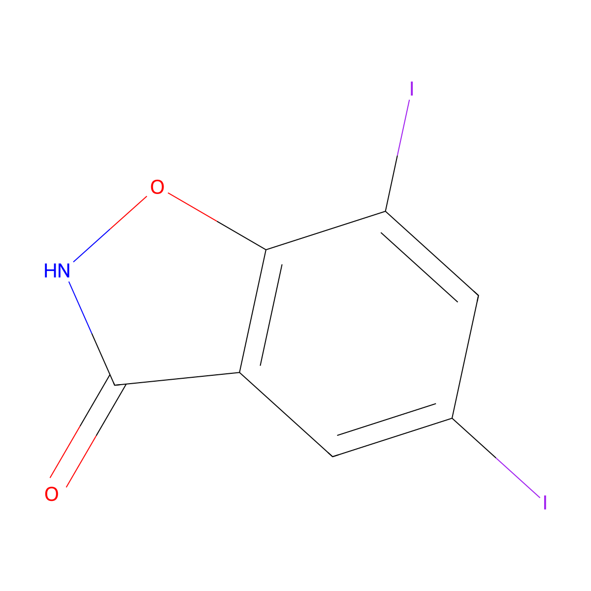 5,7-Diiodobenzisoxazol-3(2H)-one molecular structure, CAS 13788-31-3