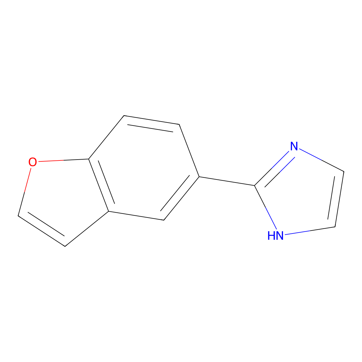 2-(1-benzofuran-5-yl)-1H-imidazole molecular structure, CAS 1378801-12-7