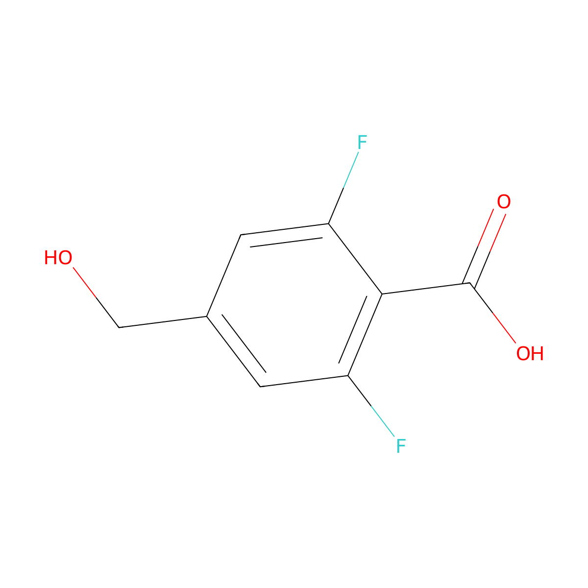 2,6-Difluoro-4-(hydroxymethyl)benzoic acid molecular structure, CAS 1378805-89-0