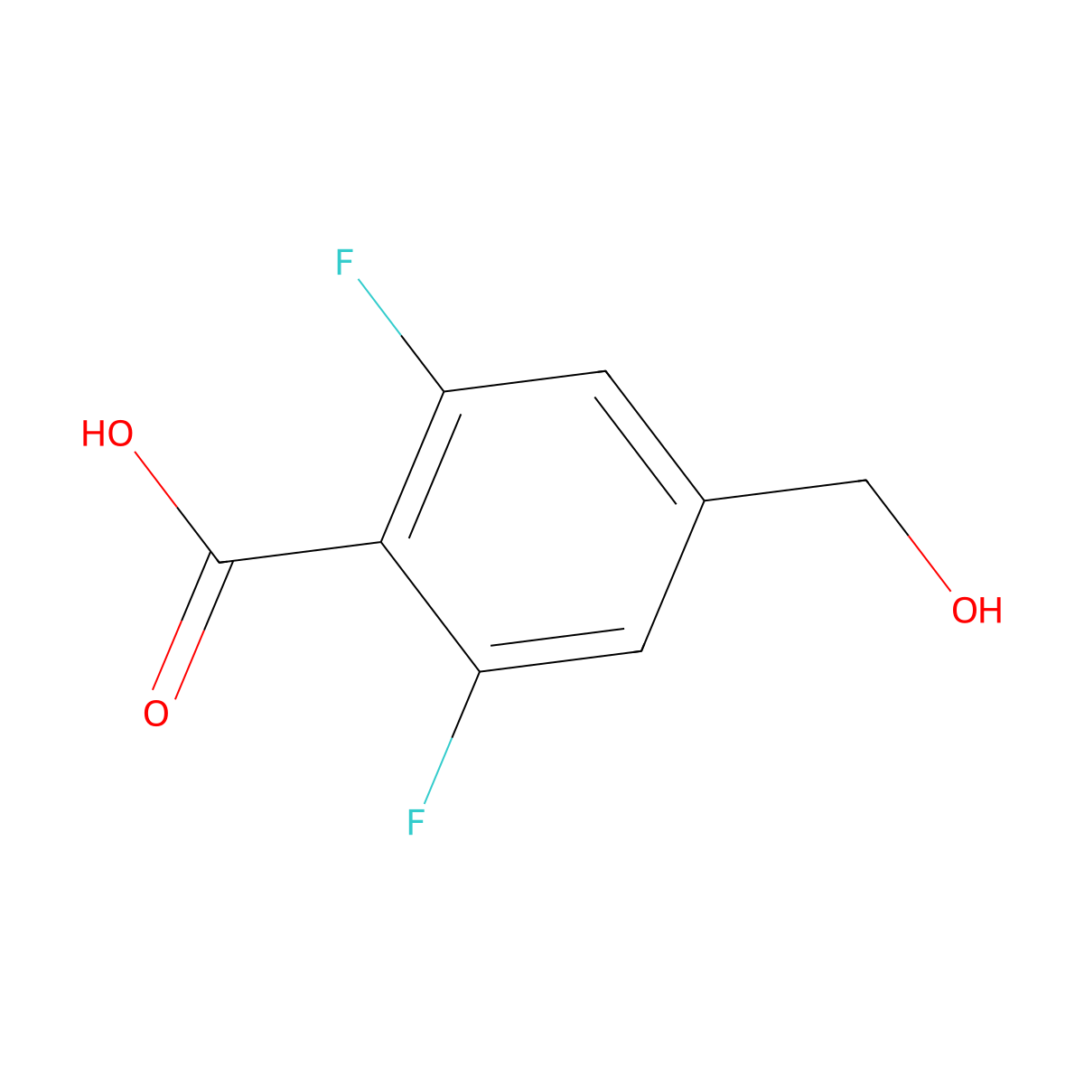2,6-Difluoro-4-(hydroxymethyl)benzoic acid molecular structure, CAS 1378805-89-0