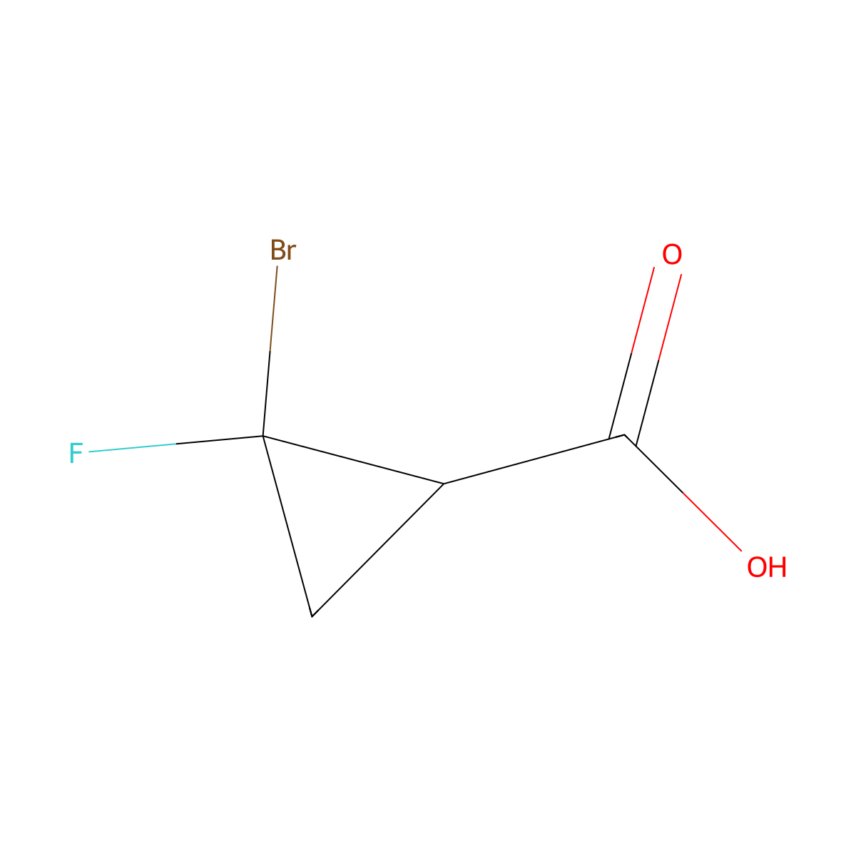 2-Bromo-2-fluorocyclopropane-1-carboxylic acid molecular structure, CAS 1378807-68-1