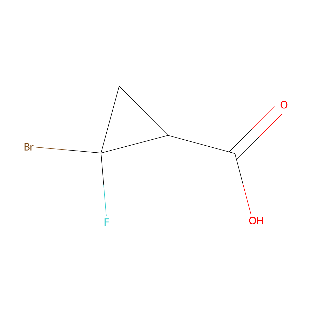 2-Bromo-2-fluorocyclopropane-1-carboxylic acid molecular structure, CAS 1378807-68-1