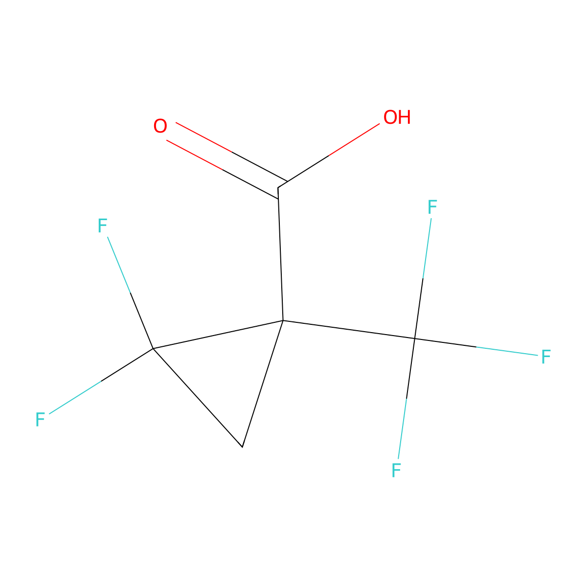 2,2-Difluoro-1-(trifluoromethyl)cyclopropane-1-carboxylic acid molecular structure, CAS 1378809-21-2