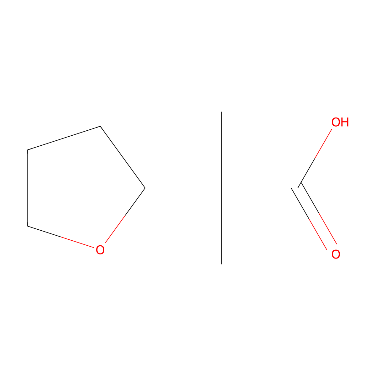 2-Methyl-2-(oxolan-2-yl)propanoic acid molecular structure, CAS 1378809-45-0