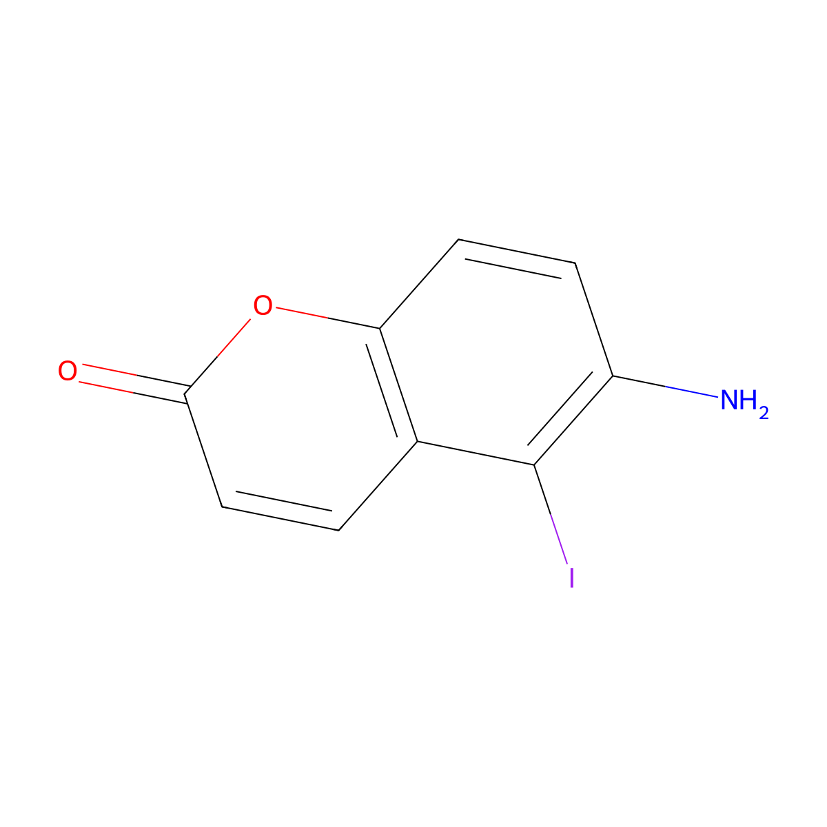 5-Iodo-6-amino-1,2-benzopyrone molecular structure, CAS 137881-27-7