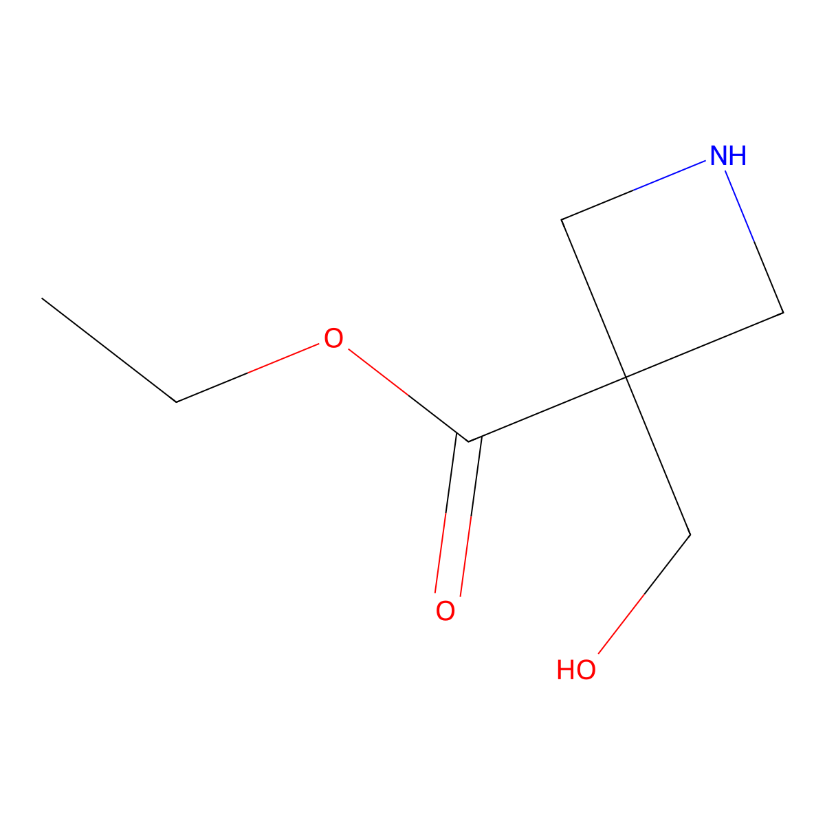 Ethyl 3-(hydroxymethyl)azetidine-3-carboxylate molecular structure, CAS 1378814-22-2