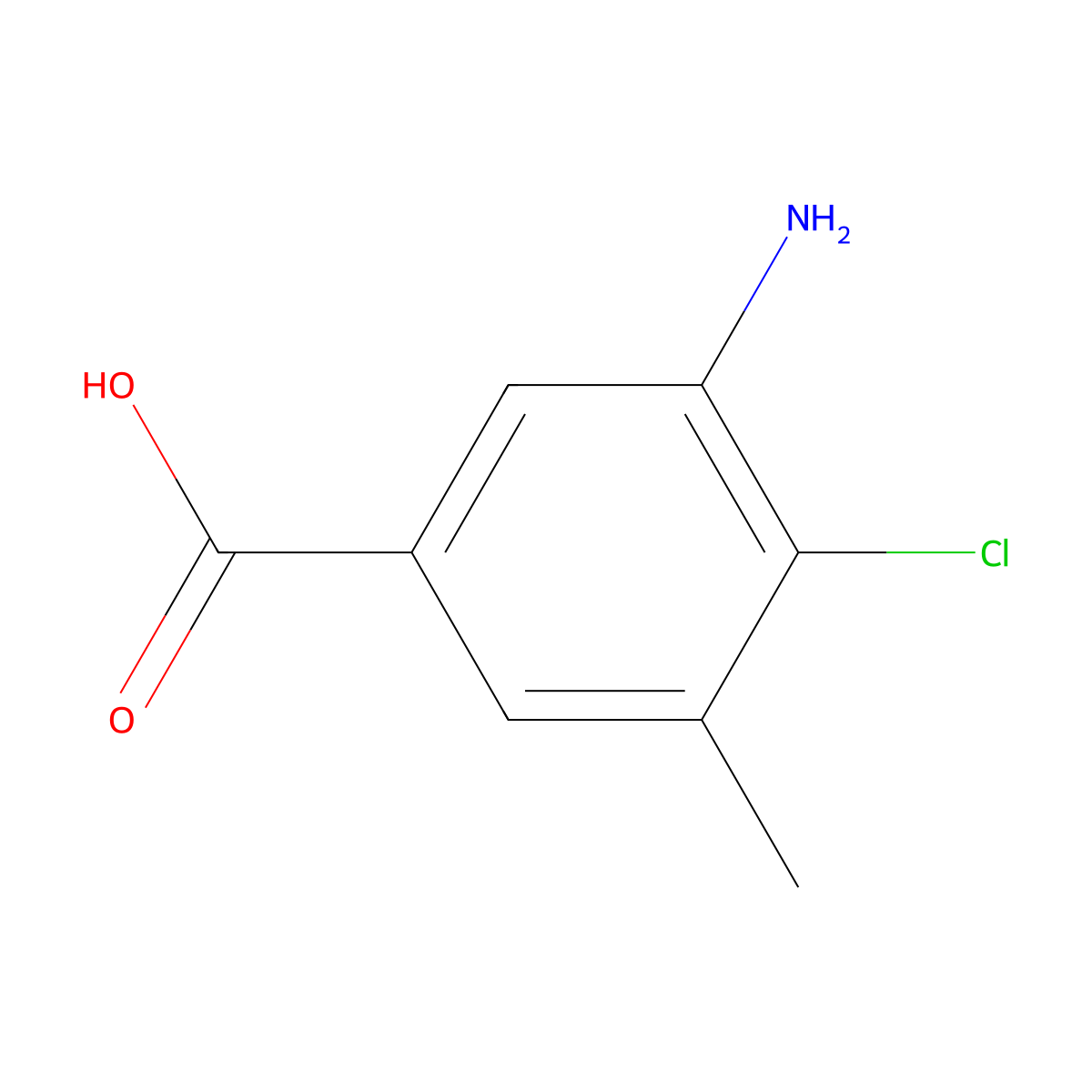 3-Amino-4-chloro-5-methyl-benzoic acid molecular structure, CAS 1378815-24-7