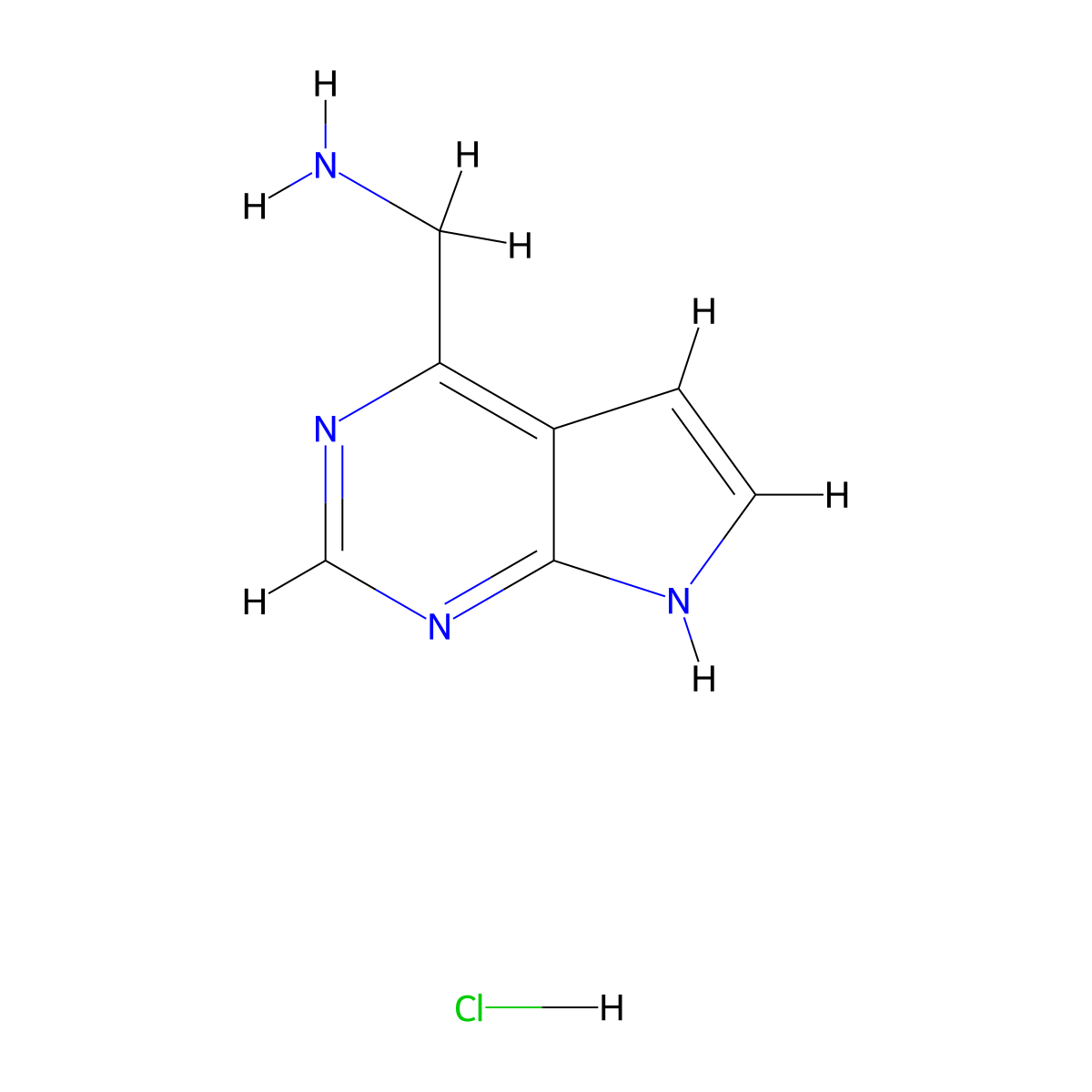 (7H-Pyrrolo(2,3-d)pyrimidine-4-yl)methanamine hydrochloride molecular structure, CAS 1378817-39-0