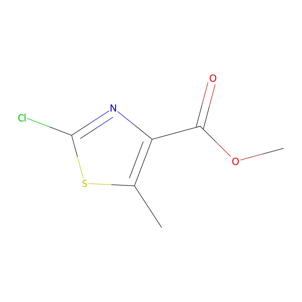 Methyl 2-chloro-5-methylthiazole-4-carboxylate molecular structure, CAS 1378819-18-1