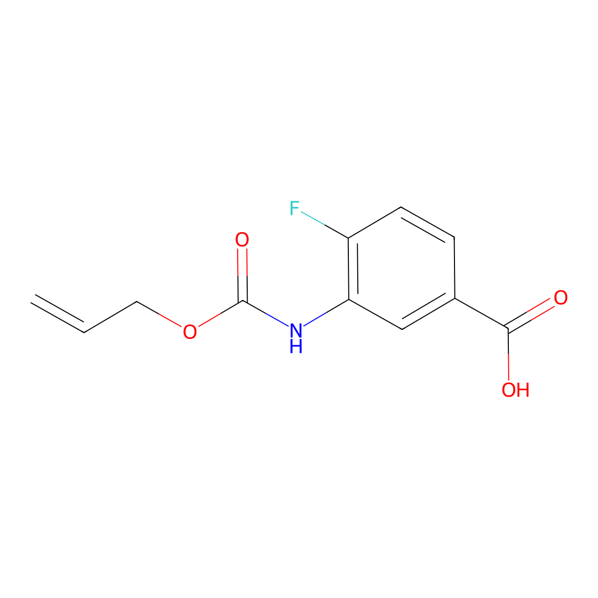 4-Fluoro-3-{[(prop-2-en-1-yloxy)carbonyl]amino}benzoic acid molecular structure, CAS 1378821-65-8