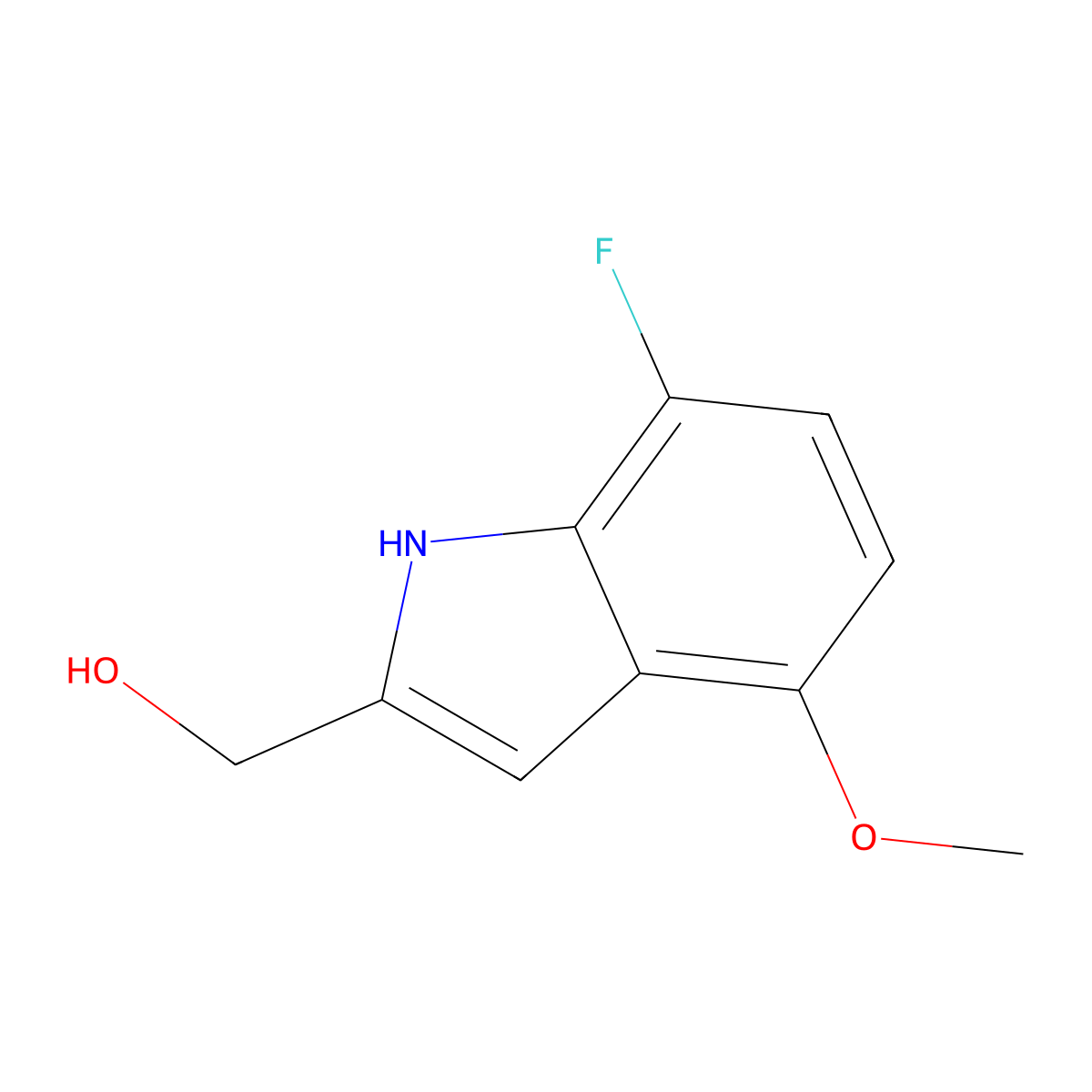 (7-Fluoro-4-methoxy-1h-indol-2-yl)methanol molecular structure, CAS 1378823-69-8