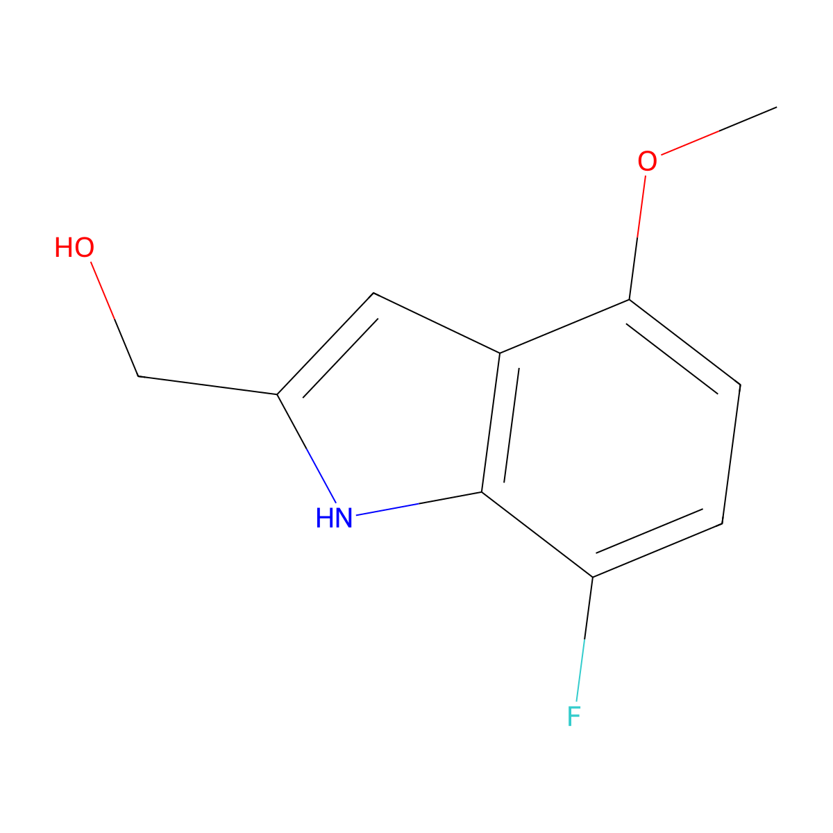 (7-Fluoro-4-methoxy-1h-indol-2-yl)methanol molecular structure, CAS 1378823-69-8