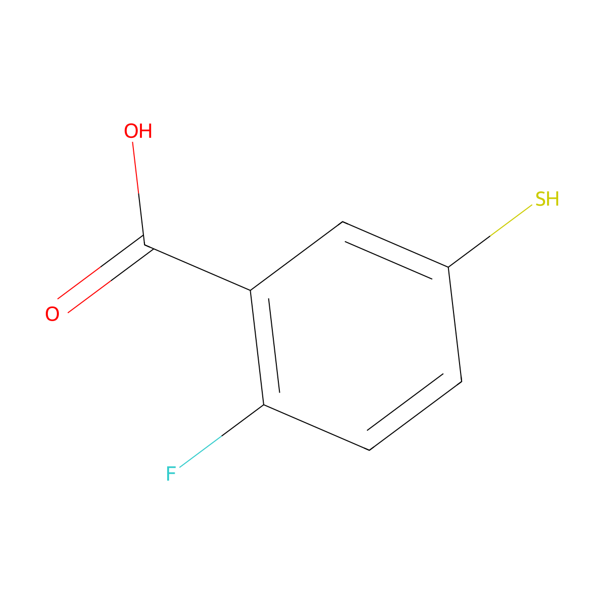2-Fluoro-5-sulfanylbenzoic acid molecular structure, CAS 1378826-34-6