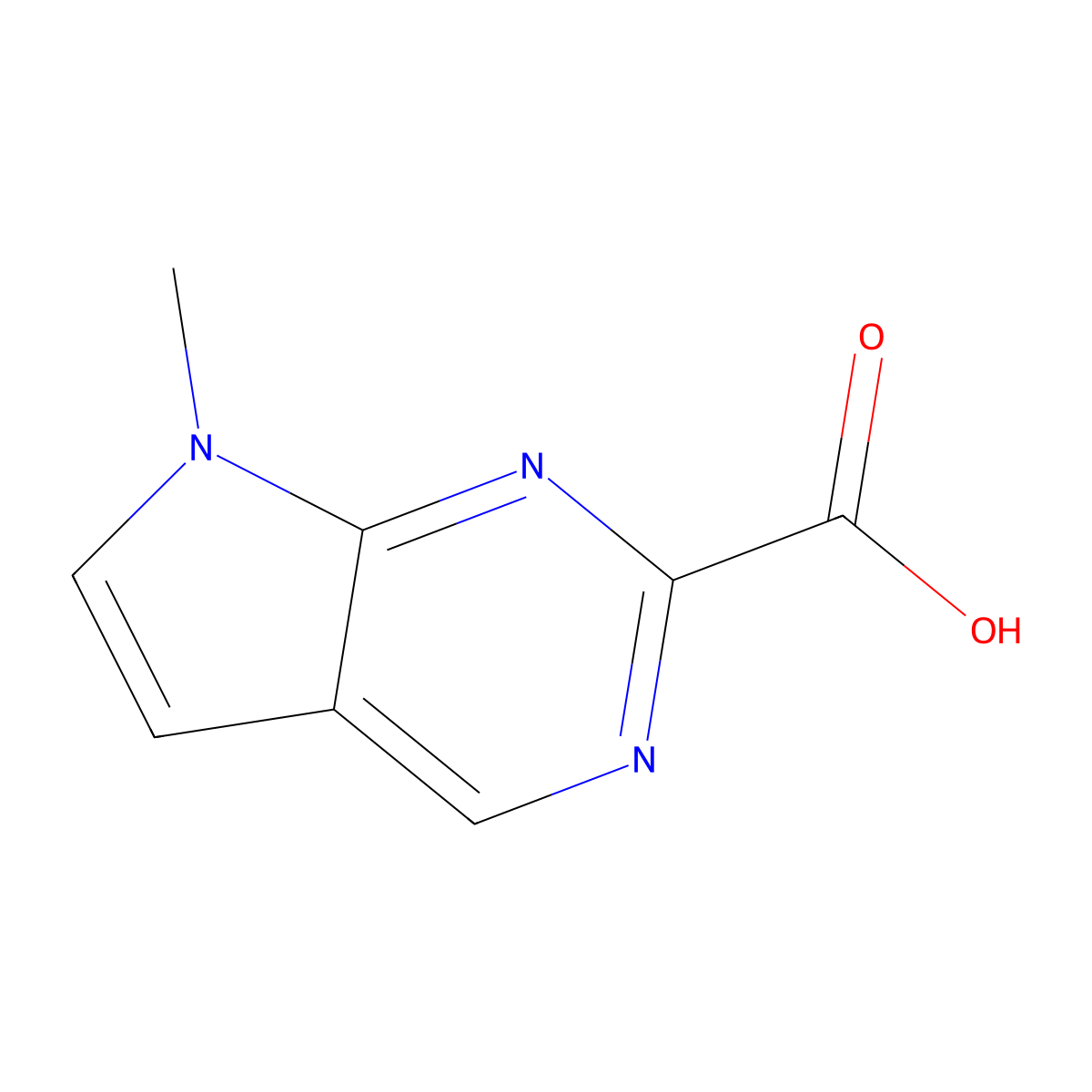 7-Methyl-7H-pyrrolo[2,3-d]pyrimidine-2-carboxylic acid molecular structure, CAS 1378827-12-3