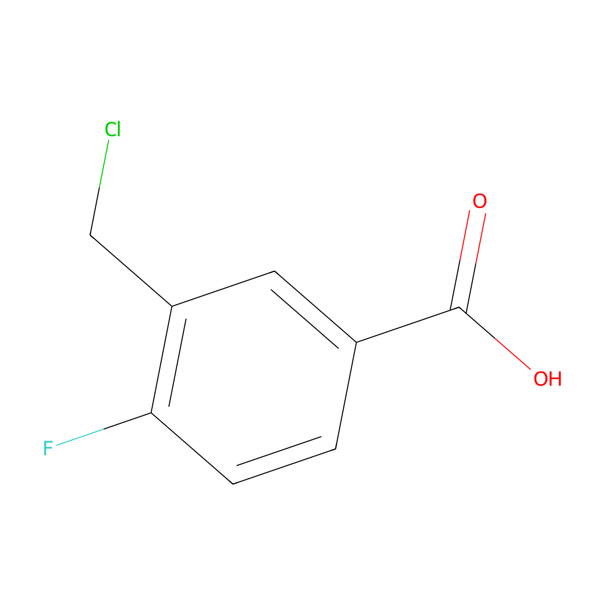 3-(Chloromethyl)-4-fluorobenzoic acid molecular structure, CAS 1378830-30-8