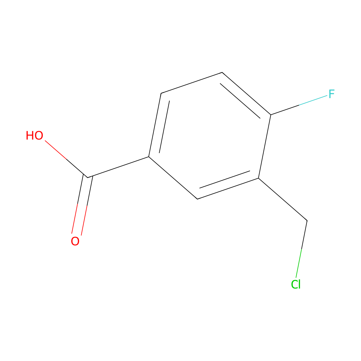 3-(Chloromethyl)-4-fluorobenzoic acid molecular structure, CAS 1378830-30-8