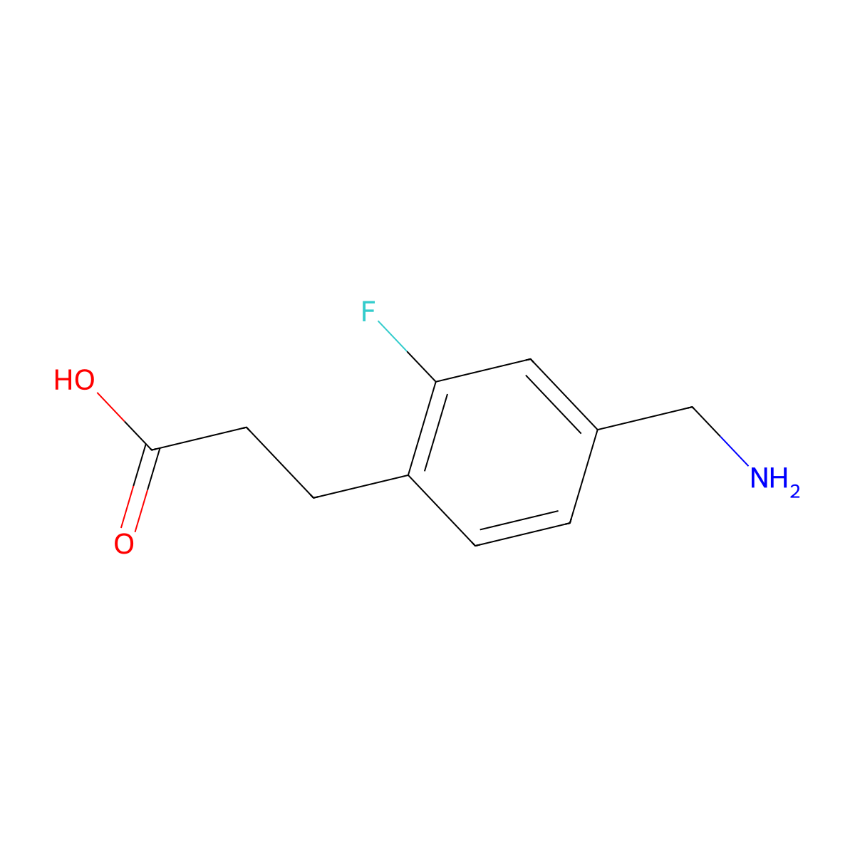 3-[4-(Aminomethyl)-2-fluorophenyl]propanoic acid molecular structure, CAS 1378830-74-0