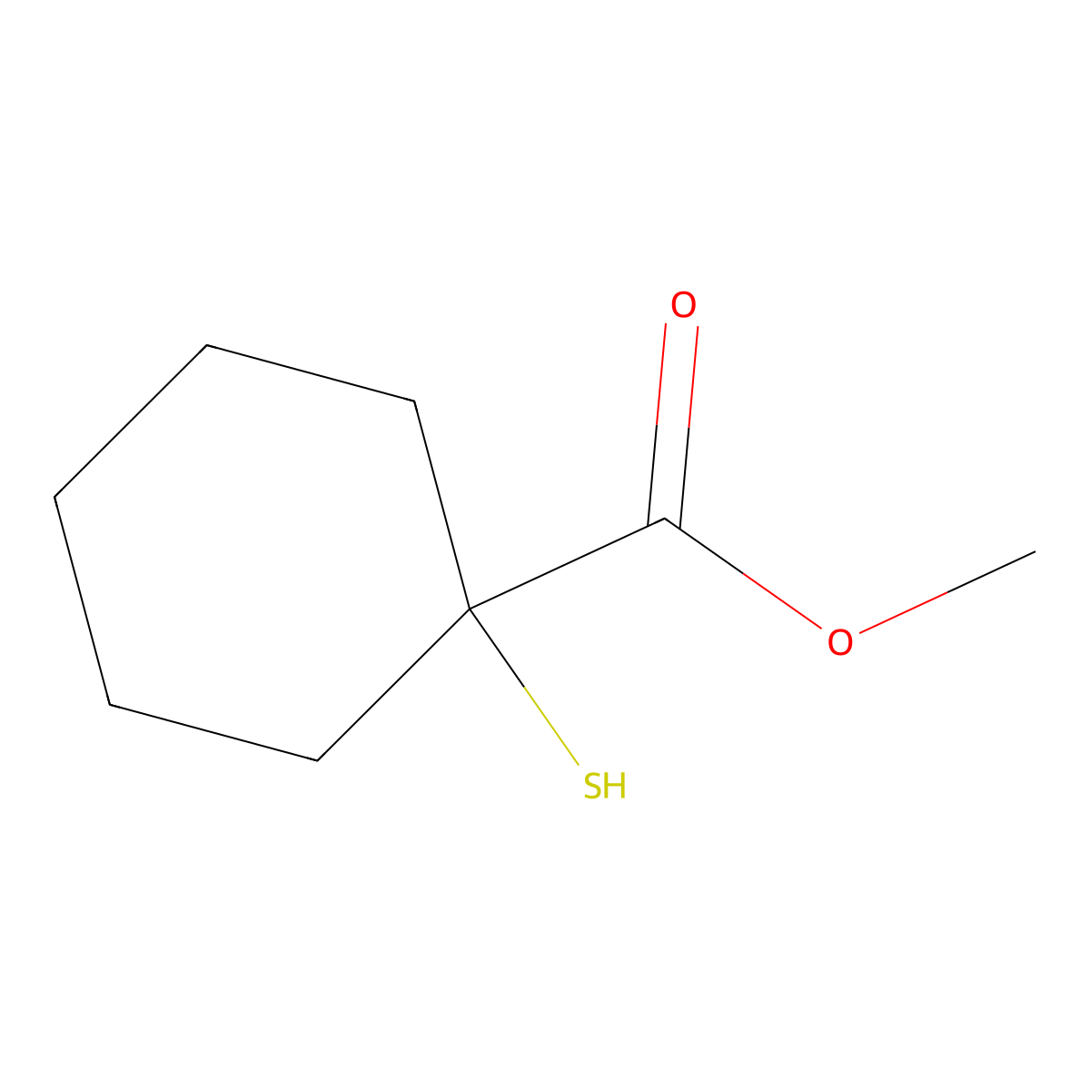 Methyl 1-mercaptocyclohexanecarboxylate molecular structure, CAS 1378832-19-9