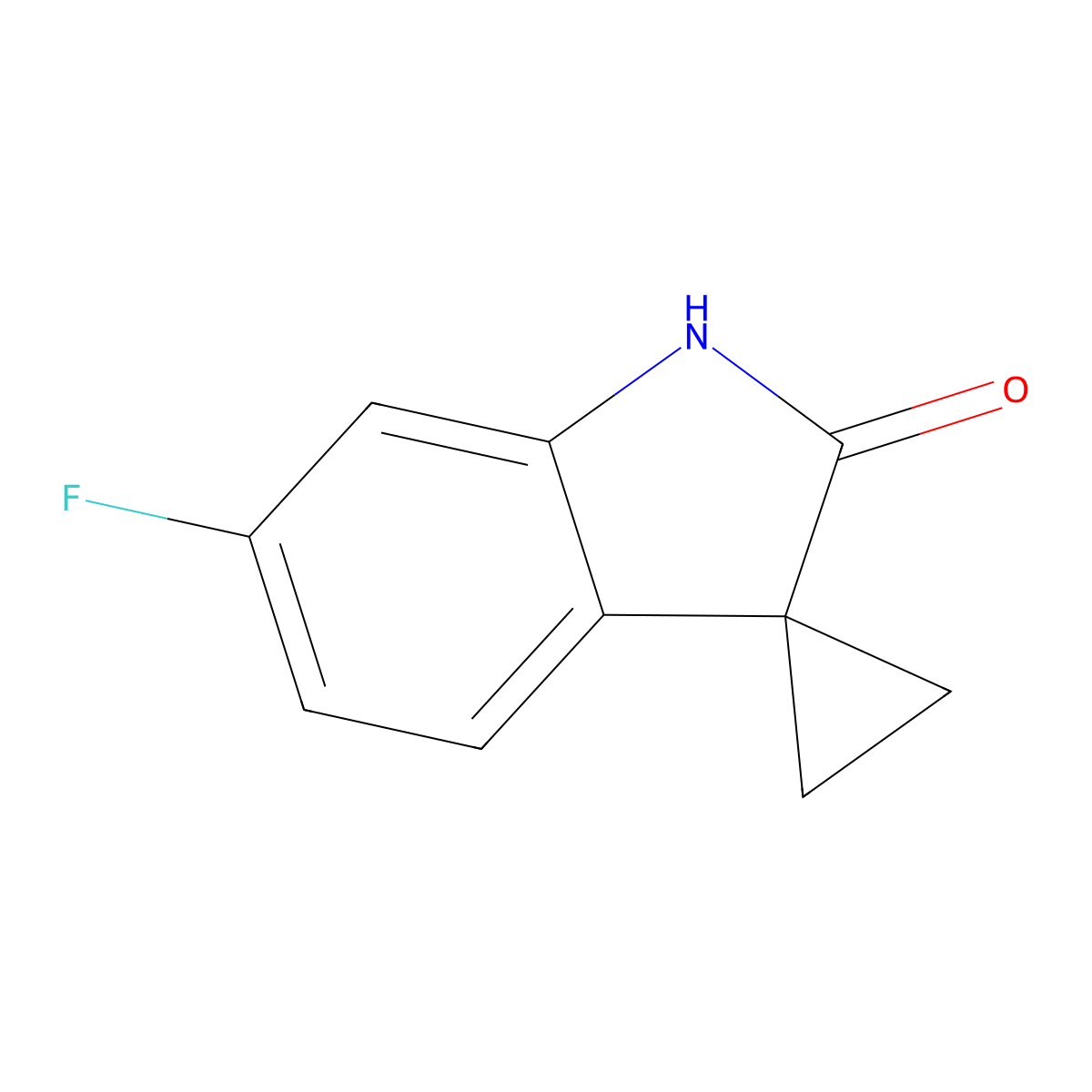 6'-Fluoro-1',2'-dihydrospiro(cyclopropane-1,3'-indol)-2'-one molecular structure, CAS 1378834-16-2