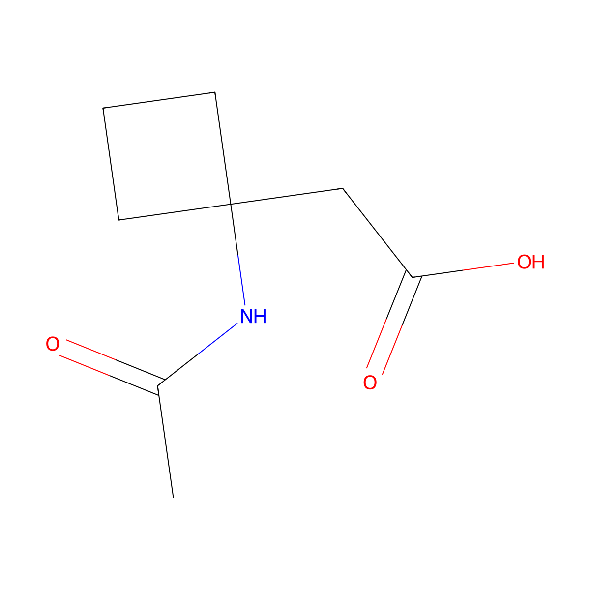 2-(1-Acetamidocyclobutyl)acetic acid molecular structure, CAS 1378835-15-4