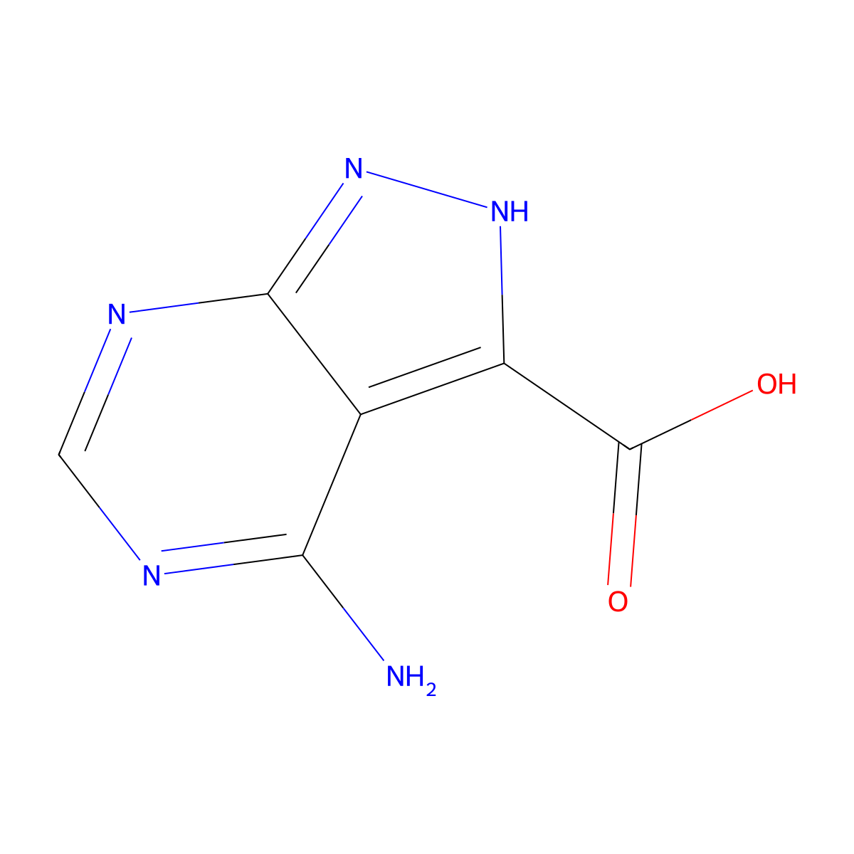 4-amino-1H-pyrazolo[3,4-d]pyrimidine-3-carboxylic acid molecular structure, CAS 1378837-12-7