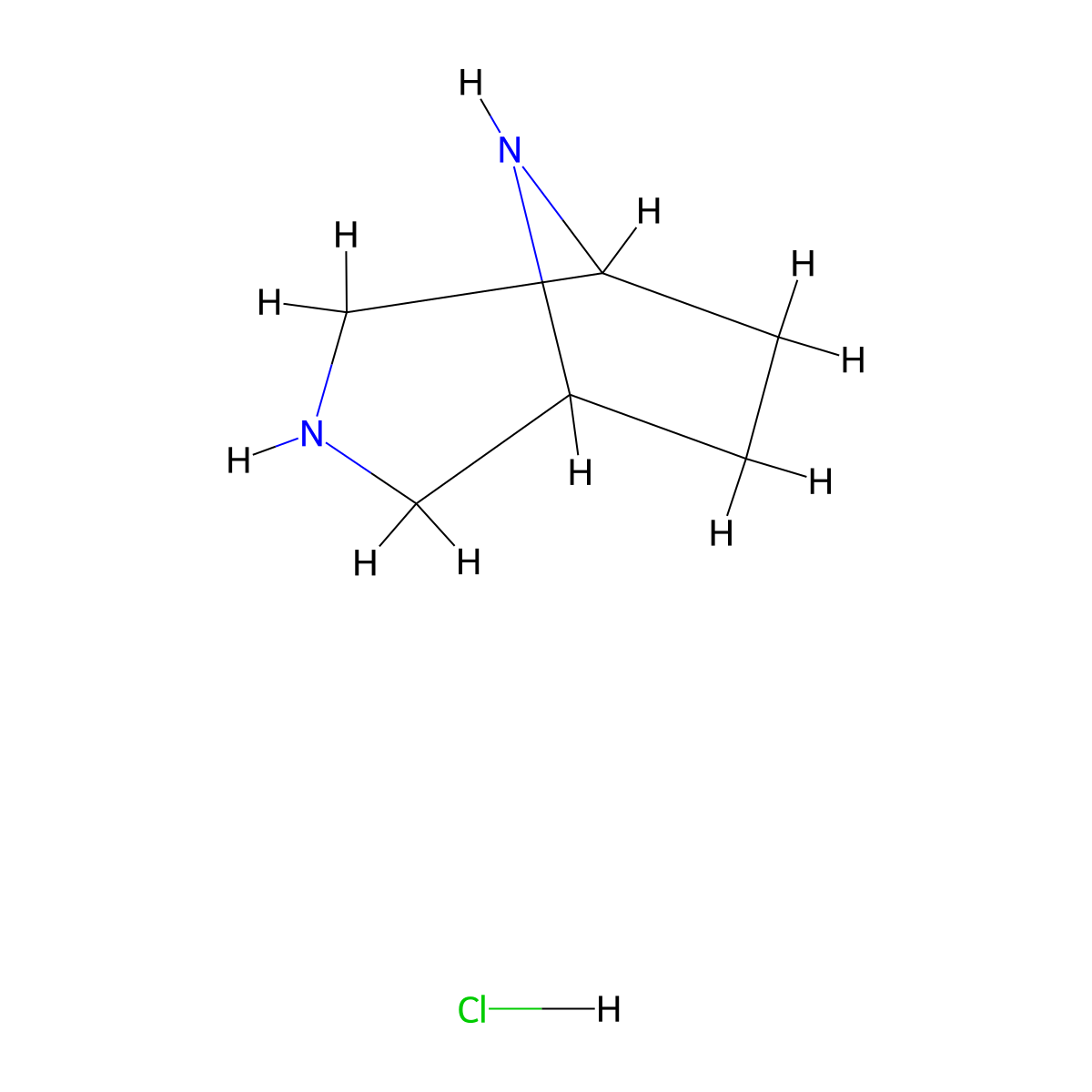 3,8-Diazabicyclo[3.2.1]octane hydrochloride molecular structure, CAS 1378838-39-1