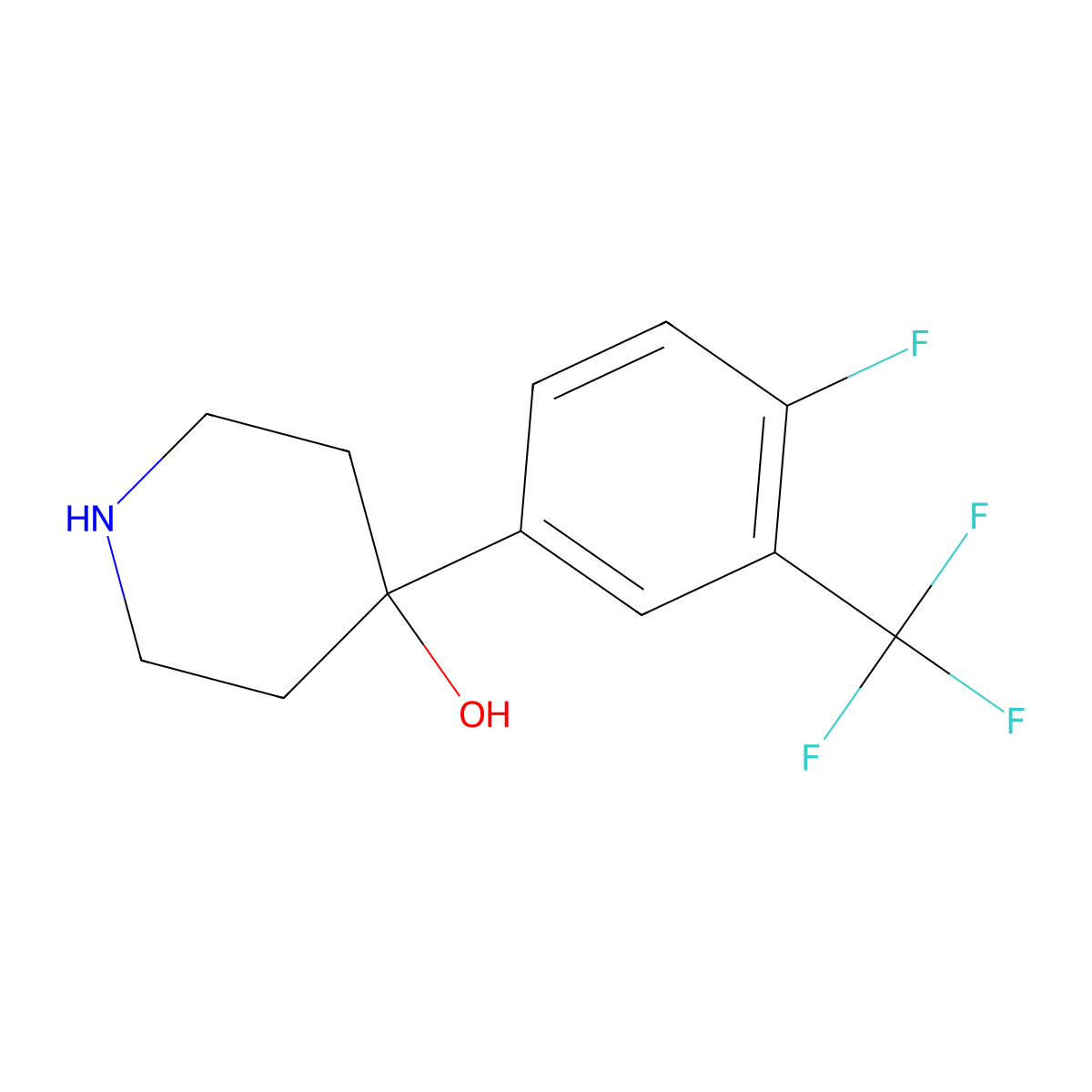 4-[4-Fluoro-3-(trifluoromethyl)phenyl]piperidin-4-ol molecular structure, CAS 137884-52-7