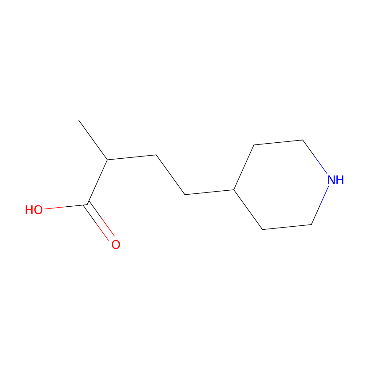 2-Methyl-4-(piperidin-4-yl)butanoic acid molecular structure, CAS 1378842-73-9