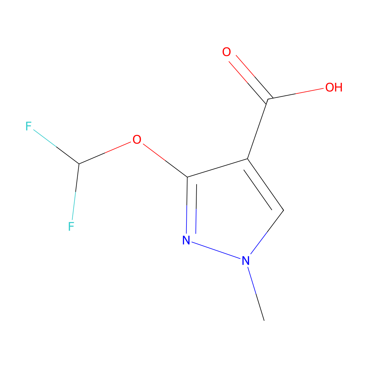 3-(Difluoromethoxy)-1-methyl-1H-pyrazole-4-carboxylic acid molecular structure, CAS 1378843-16-3