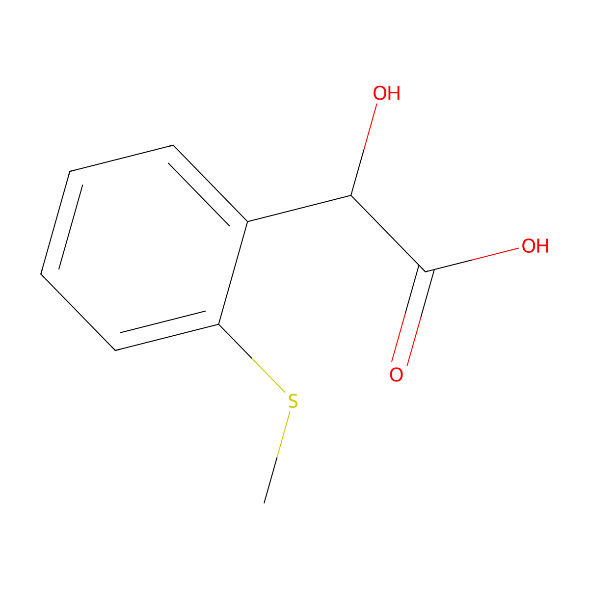 2-Hydroxy-2-[2-(methylsulfanyl)phenyl]acetic acid molecular structure, CAS 1378843-78-7