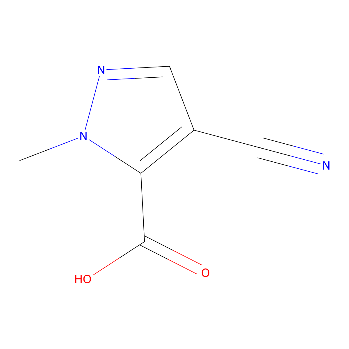 4-cyano-1-methyl-1H-pyrazole-5-carboxylic acid molecular structure, CAS 1378846-25-3