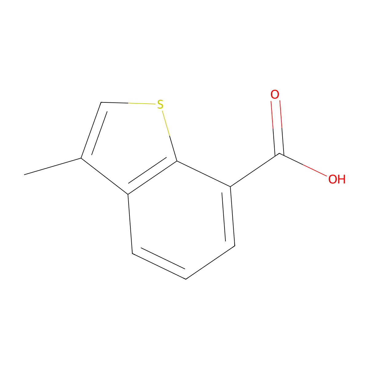 3-Methyl-1-benzothiophene-7-carboxylic acid molecular structure, CAS 1378848-38-4