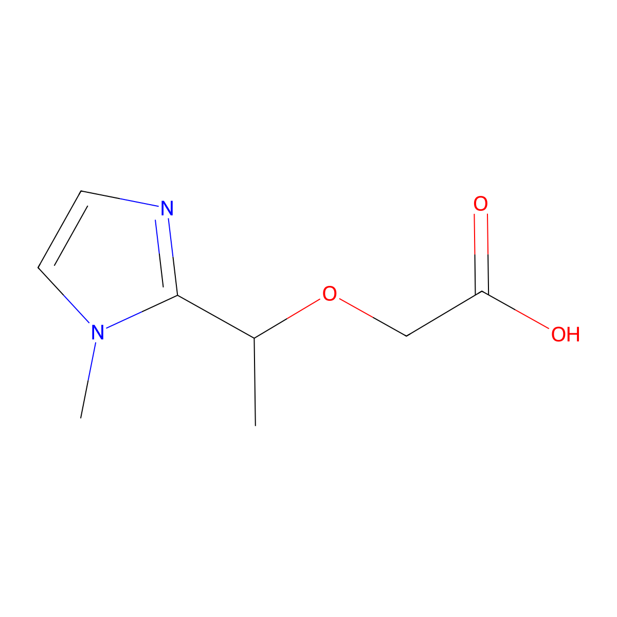 2-[1-(1-methyl-1H-imidazol-2-yl)ethoxy]acetic acid molecular structure, CAS 1378848-47-5