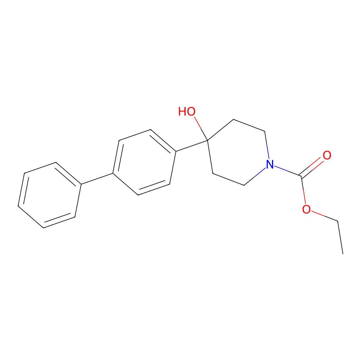 4-Biphenyl-4-yl-4-hydroxy-piperidine-1-carboxylic acid ethyl ester molecular structure, CAS 137885-32-6