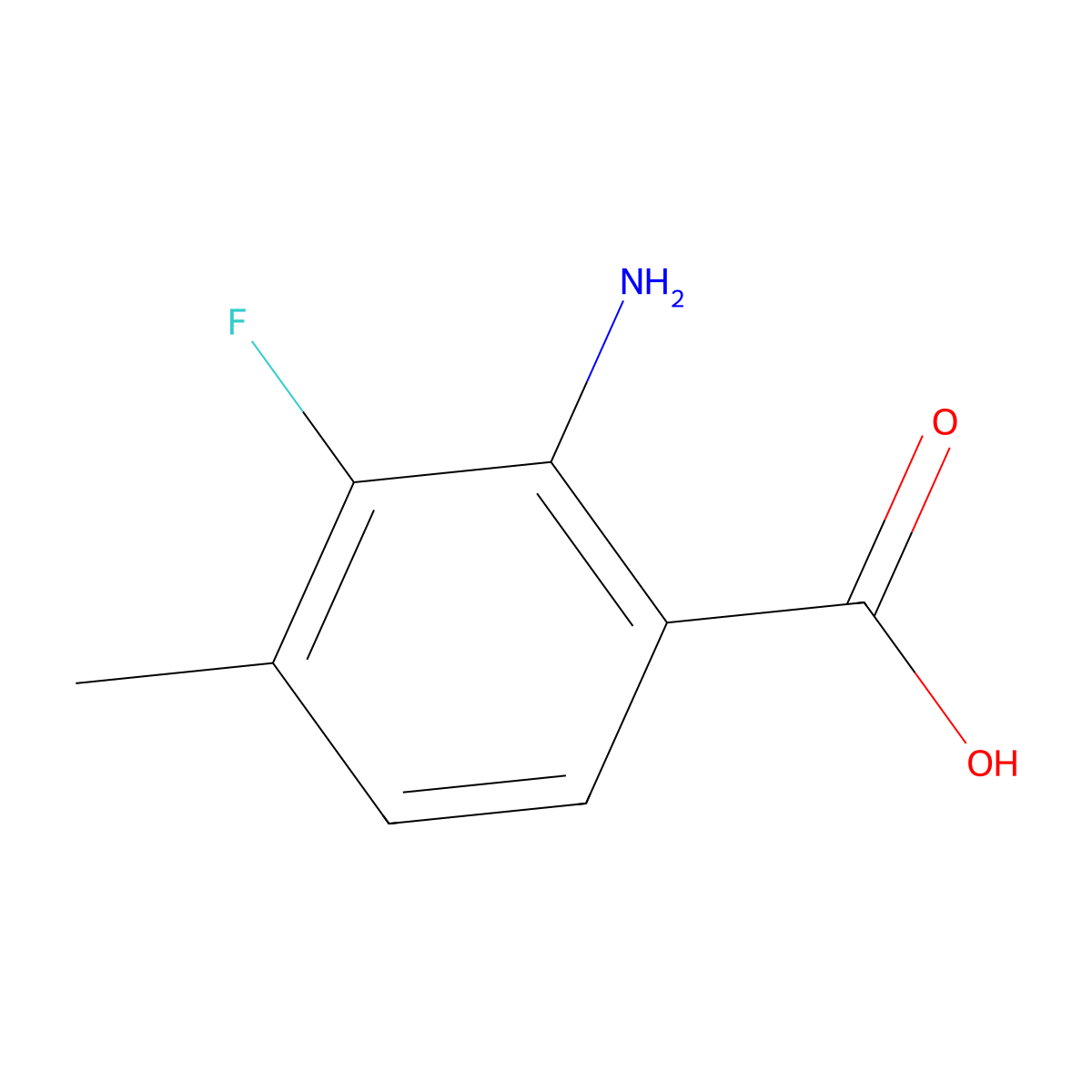 2-Amino-3-fluoro-4-methylbenzoic acid molecular structure, CAS 1378853-04-3