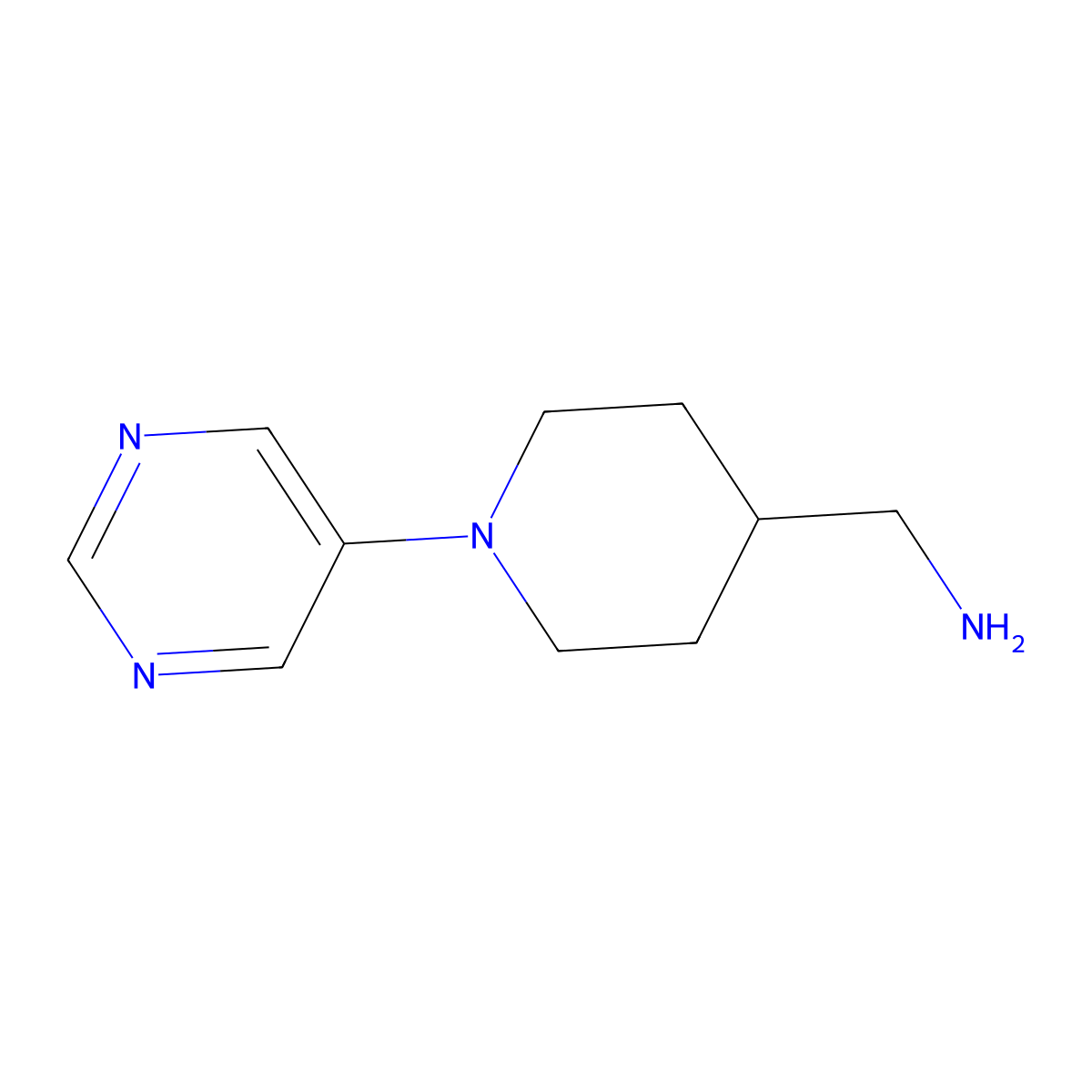 1-[1-(Pyrimidin-5-yl)piperidin-4-yl]methanamine molecular structure, CAS 1378856-79-1