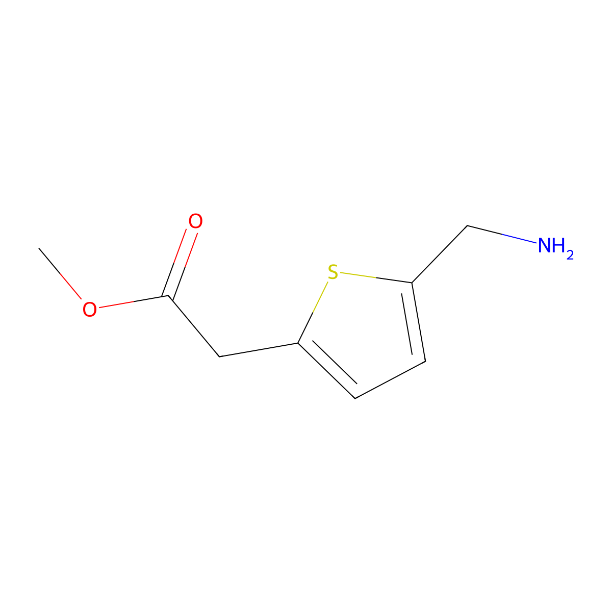 Methyl 2-[5-(aminomethyl)thiophen-2-yl]acetate molecular structure, CAS 1378857-95-4