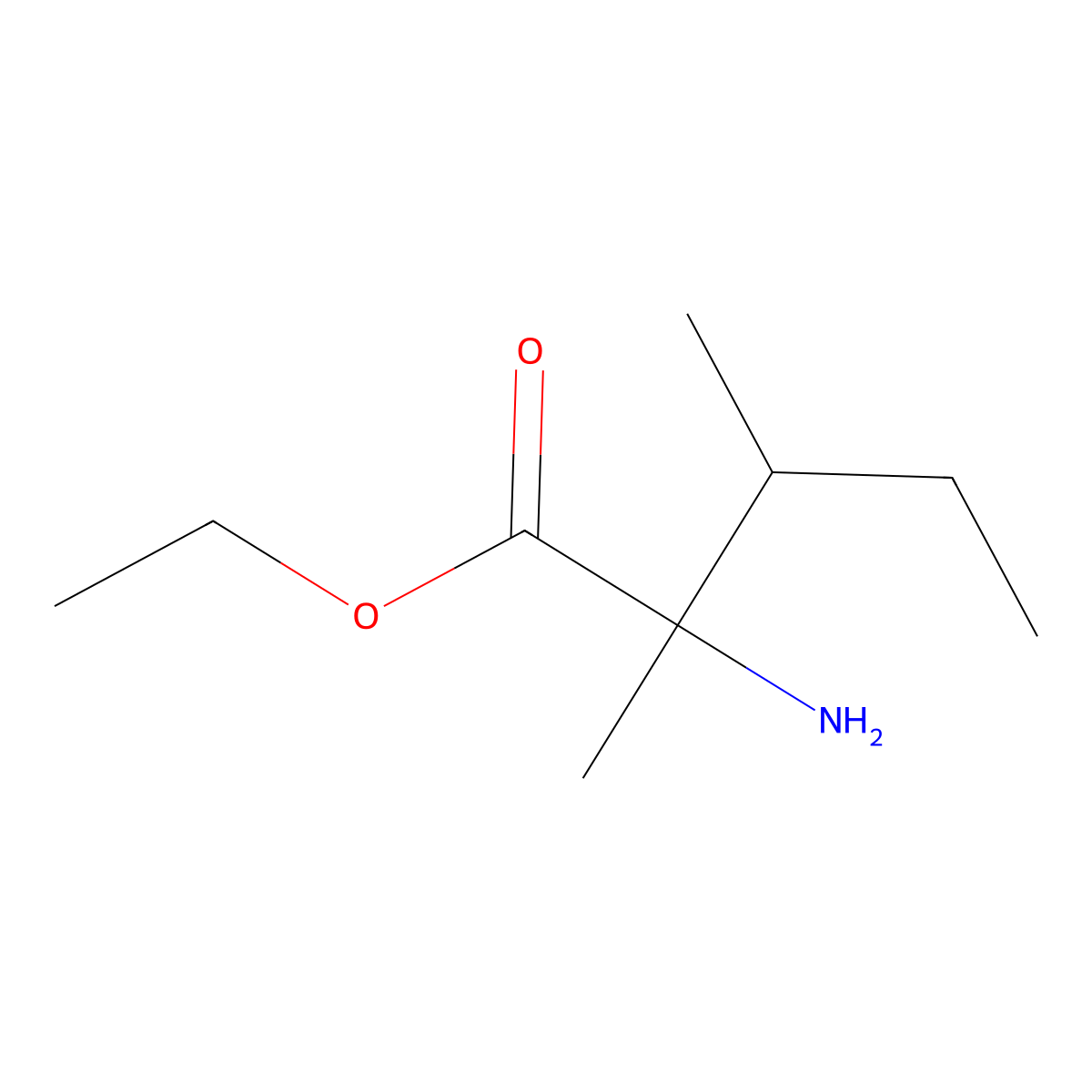 Ethyl 2-amino-2,3-dimethylpentanoate molecular structure, CAS 1378861-72-3