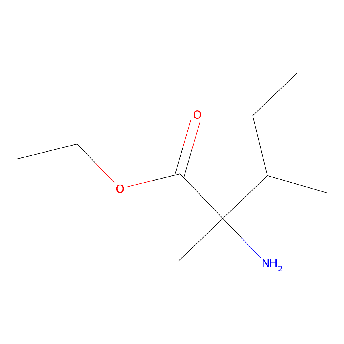 Ethyl 2-amino-2,3-dimethylpentanoate molecular structure, CAS 1378861-72-3