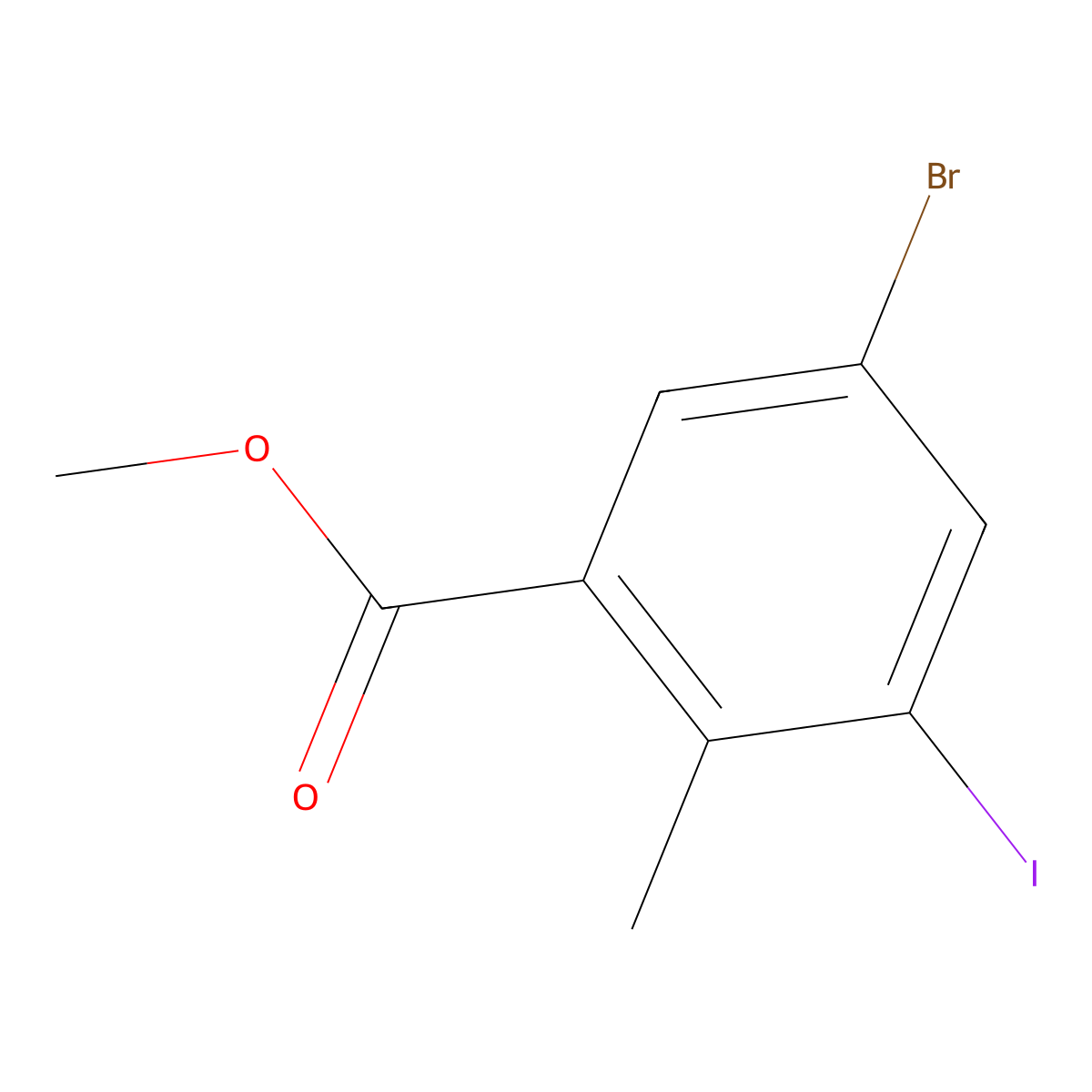 Methyl 5-bromo-3-iodo-2-methylbenzoate molecular structure, CAS 1378861-84-7
