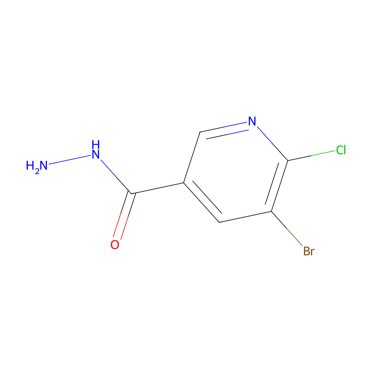 5-Bromo-6-chloronicotinohydrazide molecular structure, CAS 1378862-22-6