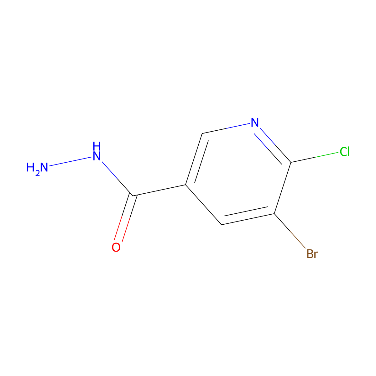 5-Bromo-6-chloronicotinohydrazide molecular structure, CAS 1378862-22-6