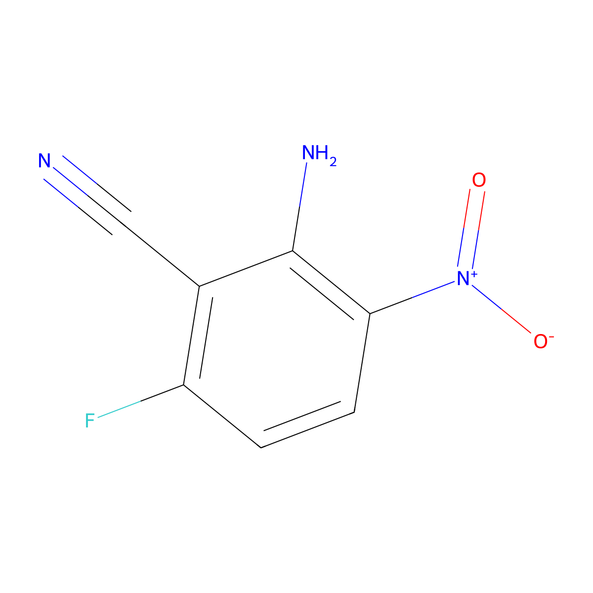 2-Amino-6-fluoro-3-nitrobenzonitrile molecular structure, CAS 1378862-33-9