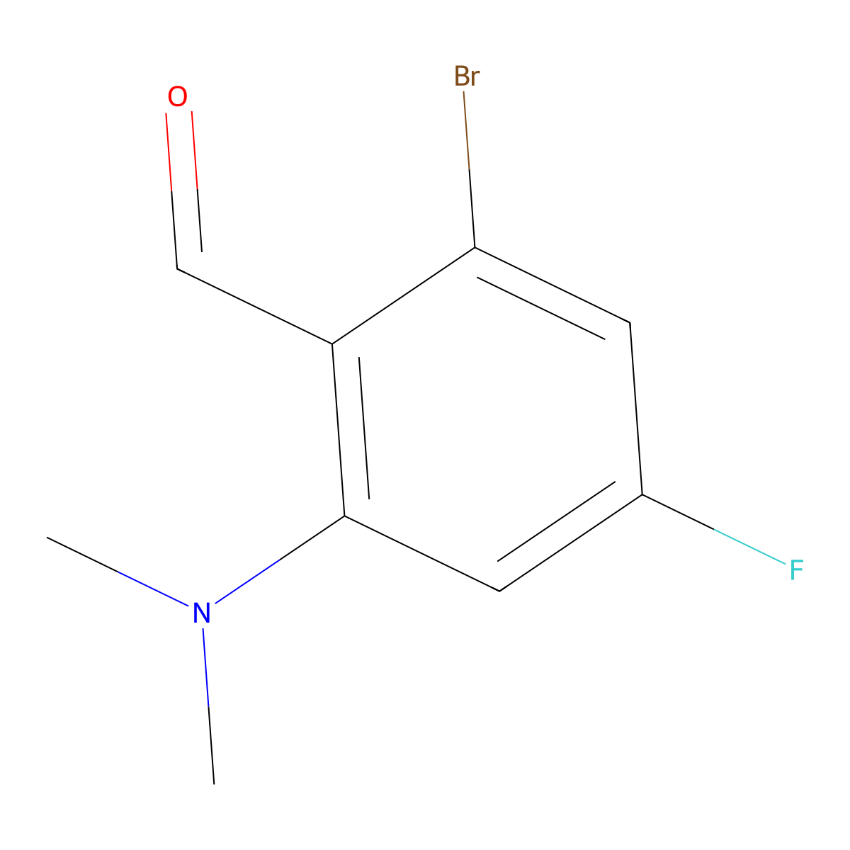 2-Bromo-6-(dimethylamino)-4-fluorobenzaldehyde molecular structure, CAS 1378862-41-9